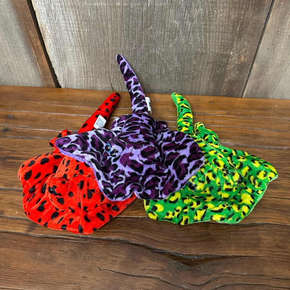 CalPlush Stingray Plush Stuffed Animal 3 Piece Set Colorful Toy
